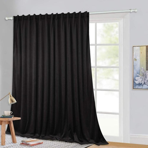 Velvet Room Divider - Long Luxury Blackout Curtain black