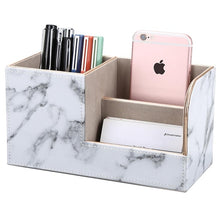 Load image into Gallery viewer, desk organizer marble white gold rim

