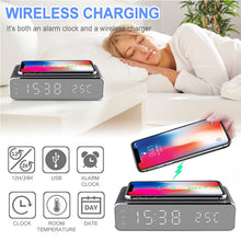 Load image into Gallery viewer, LED Alarm Clock With Wireless Phone Charger
