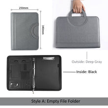 Load image into Gallery viewer, Steely Gray Starter Executive Portfolio Leather File Organizer
